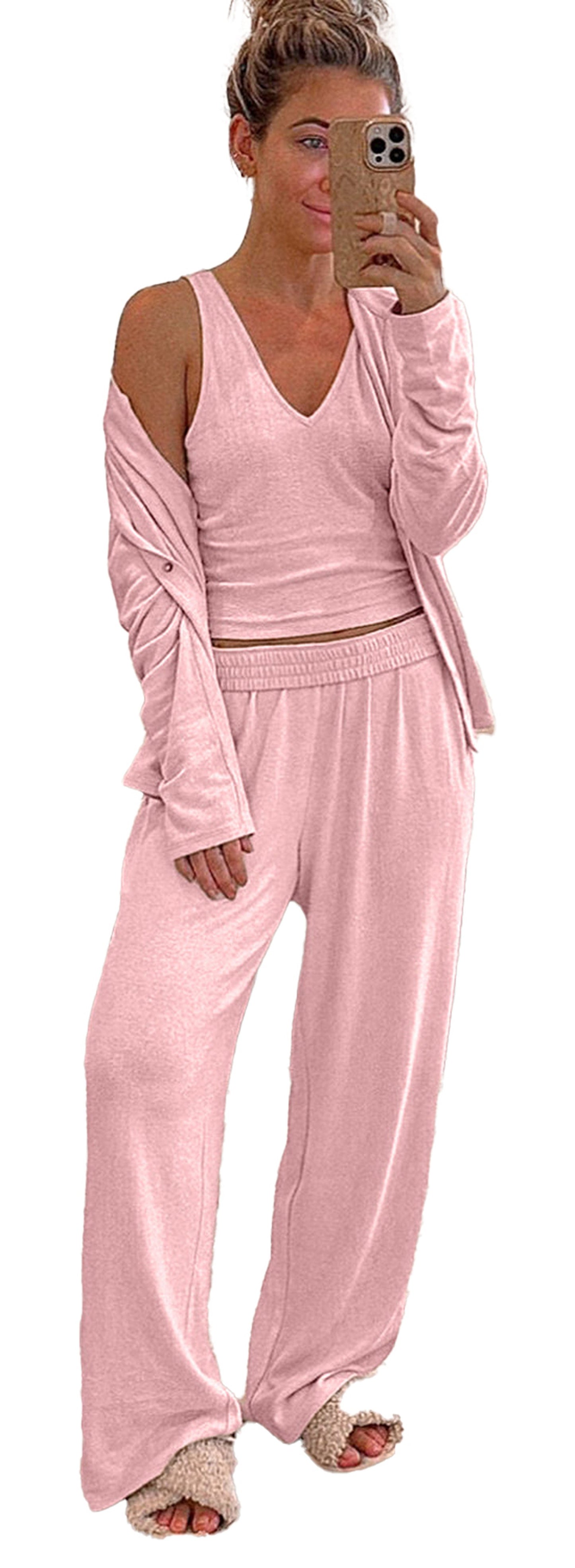 Oatmeal Knit Lounge Set Pajama Set