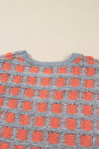 Pink Checkered Oversized Sweater