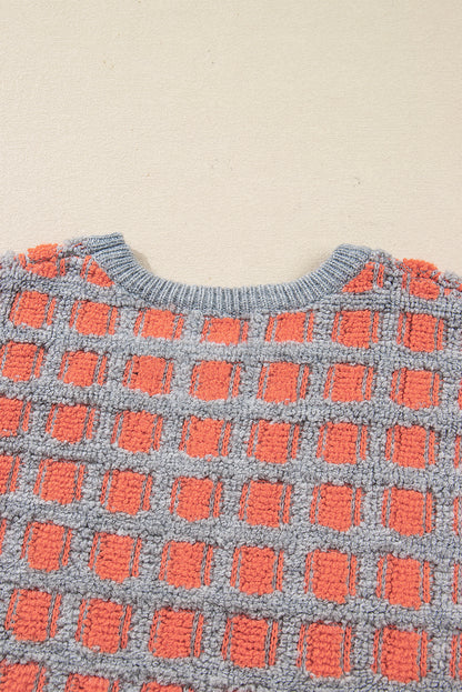 Pink Checkered Oversized Sweater