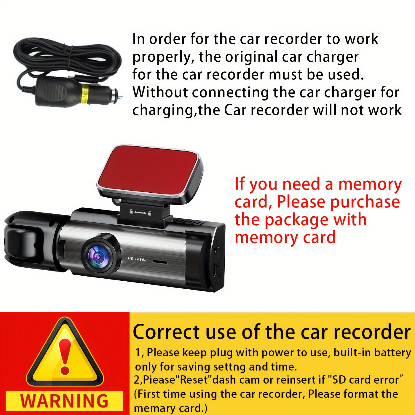 1080p Wifi Dash Cam For Cars With Night Vision