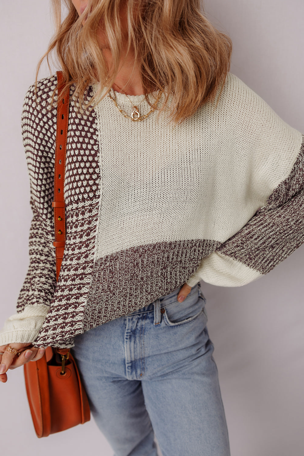 Dark Khaki Color Block Sweater