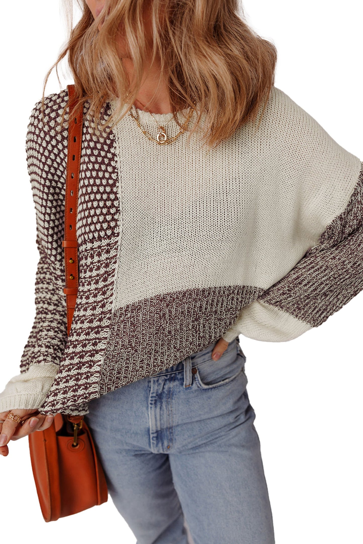 Dark Khaki Color Block Sweater