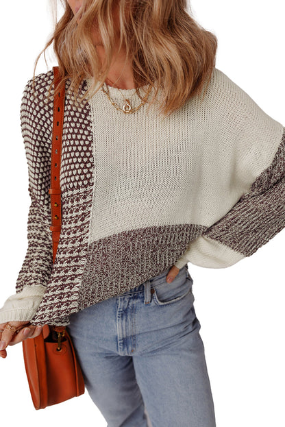 Dark Khaki Color Block Sweater