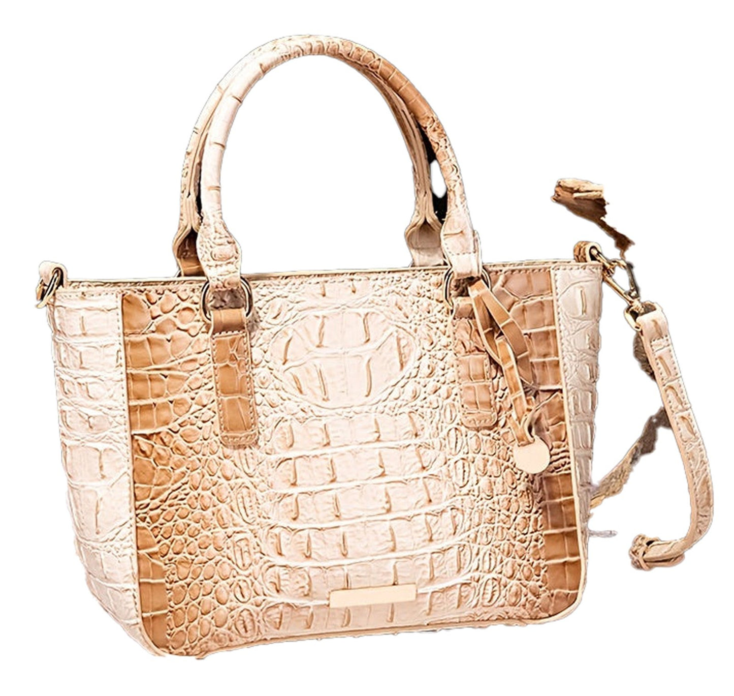 Crocodile Pattern Satchel Handbag Pink