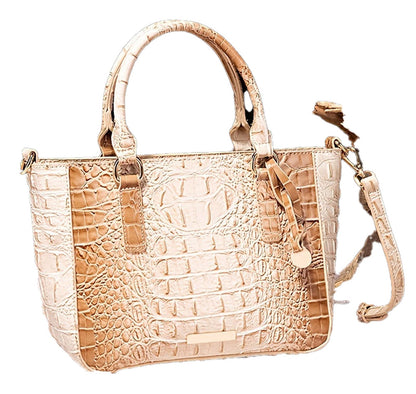 Crocodile Pattern Satchel Handbag Pink