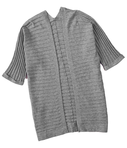 Gray Ribbed Knit Cardigan For Trendy Style