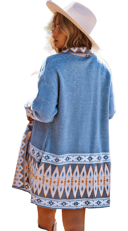 Brown Aztec Print Cardigan For Trendy Styles
