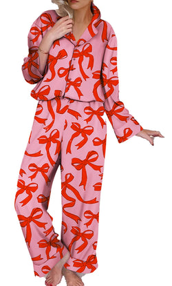 Bow Print Pajama Set For Cozy Nights