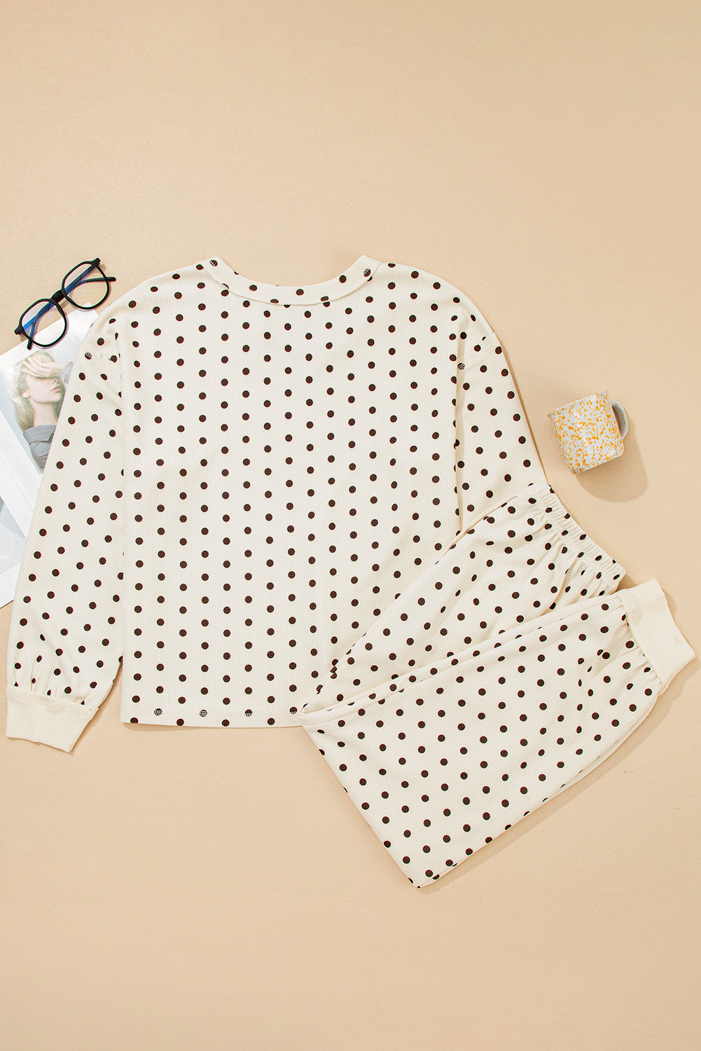 White Polka Dot Lounge Set For Comfort