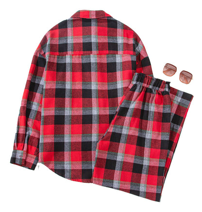 Red Checkered Christmas Lounge Set