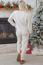 White Polka Dot Lounge Set For Comfort