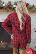 Red Plaid Christmas Pajamas Set For Women