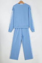 Blue Floral Lounge Set Women Cozy Comfort