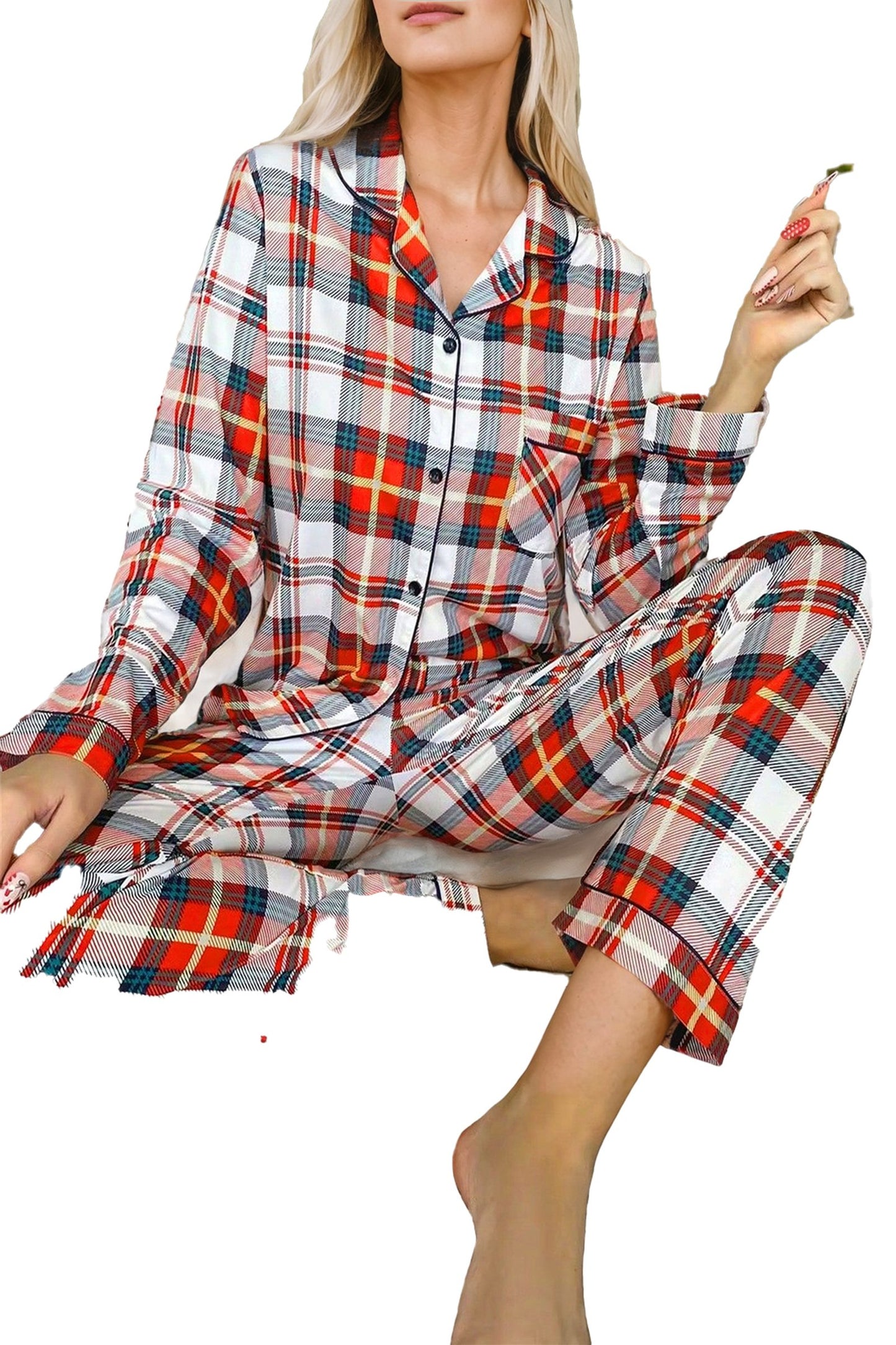 Red Plaid Christmas Pajamas Set
