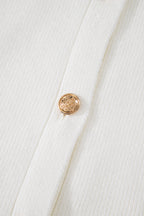 White Solid Color Sleeveless Knit Button Pocketed Sweater