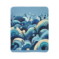 LuckeLadybug sherpa blanket with blue abstract design soft abstract fleece throw for winter