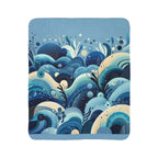 LuckeLadybug sherpa blanket with blue abstract design soft abstract fleece throw for winter