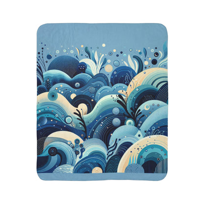LuckeLadybug sherpa blanket with blue abstract design soft abstract fleece throw for winter