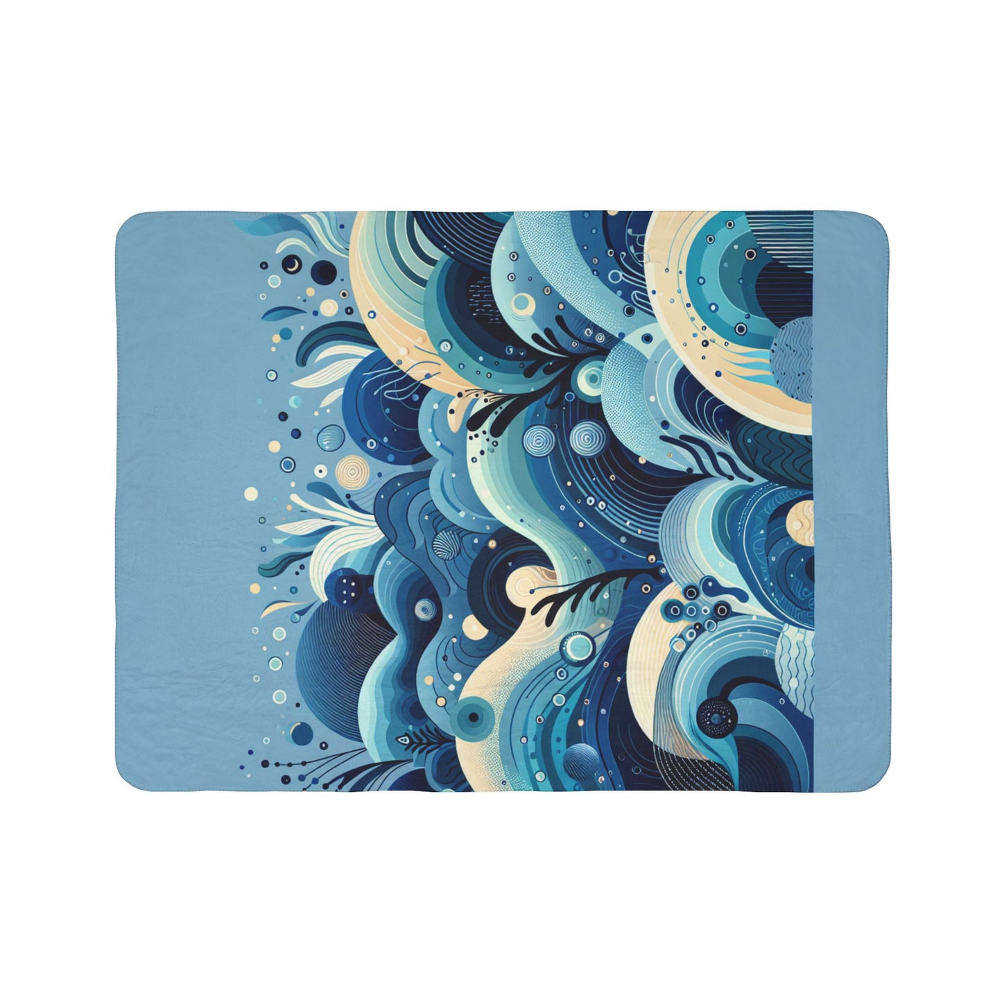 LuckeLadybug sherpa blanket featuring a blue and cream abstract fleece throw for winter design