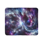 LuckeLadybug abstract galaxy sherpa blanket with vibrant cosmic design and soft plush texture