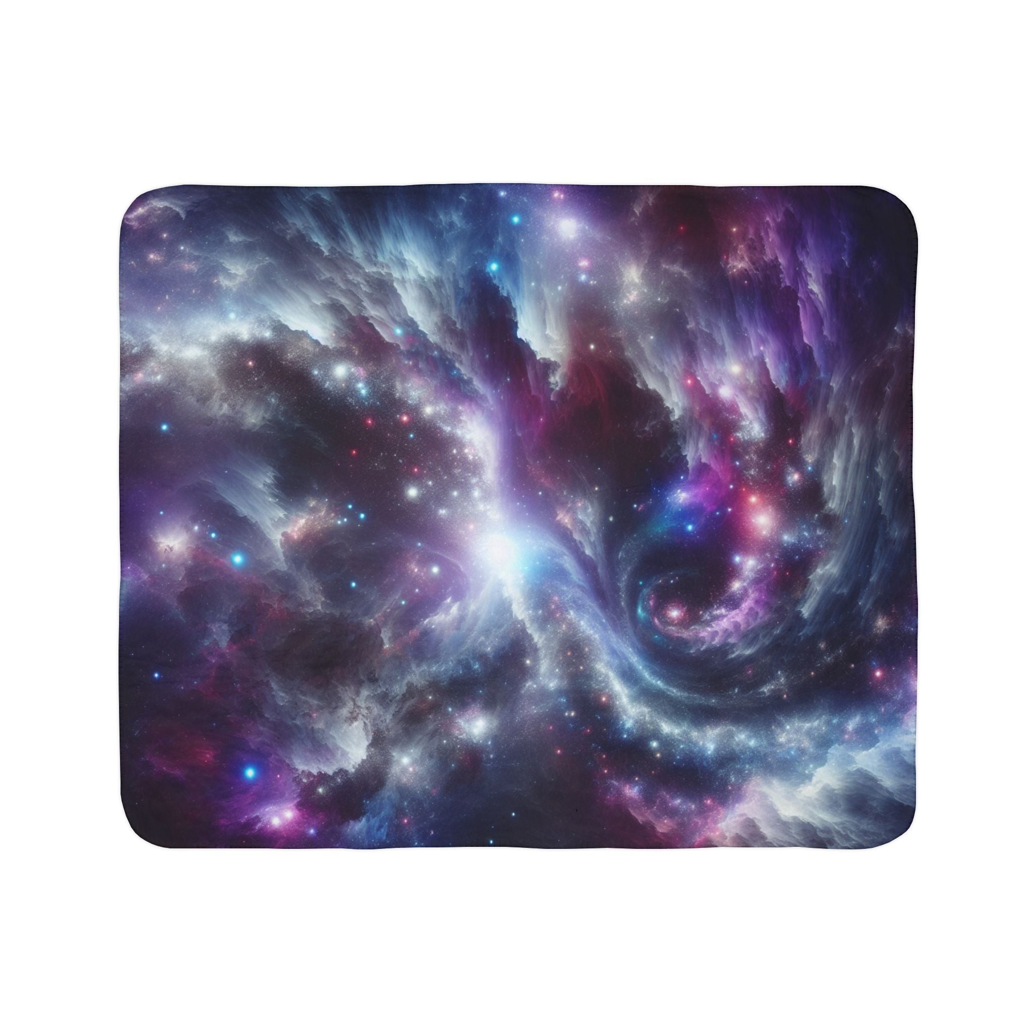 LuckeLadybug abstract galaxy sherpa blanket with vibrant cosmic design and soft plush texture