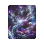 LuckeLadybug abstract galaxy sherpa blanket with vibrant cosmic swirls and stars design