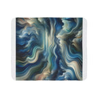 LuckeLadybug abstract sherpa blanket with swirling blue and cream wave patterns for cozy warmth