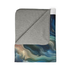 LuckeLadybug abstract sherpa blanket with gray sherpa lining and colorful swirling design