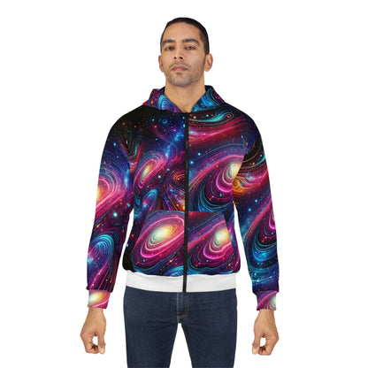 LuckeLadybug abstract space hoodie for men with vibrant galaxy and swirling colorful space design