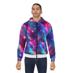 LuckeLadybug abstract space print hoodie with vibrant galaxy design and full zip front