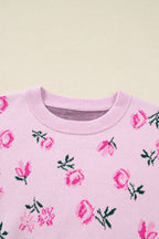 Floral Print Cropped Sweater For Trendy Style