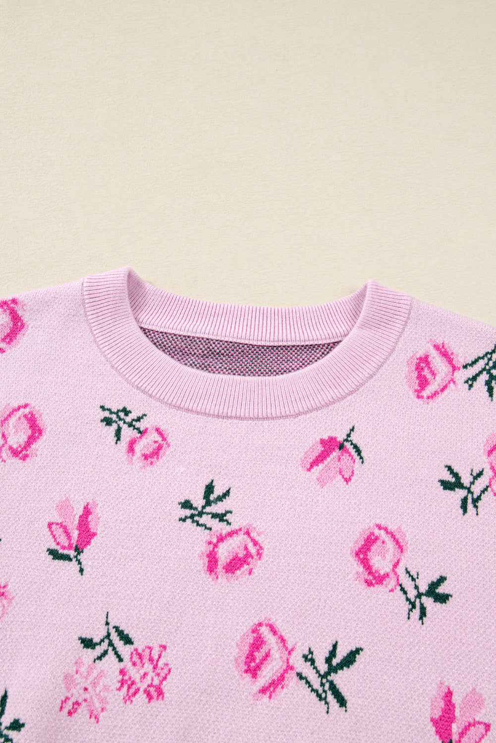 Floral Print Cropped Sweater For Trendy Style