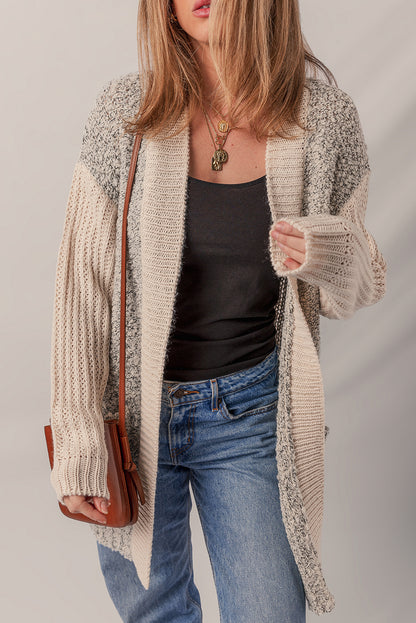 Color Block Open Front Cardigan