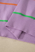 White Stripe Round Neck Knitted Sweater Tank