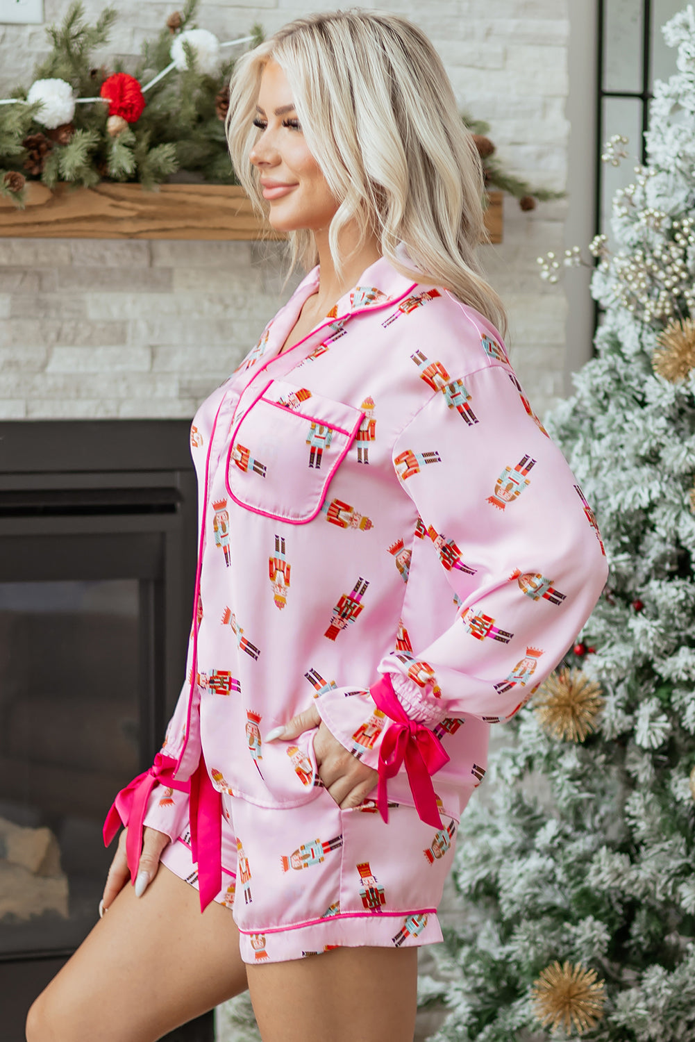 Pink Nutcracker Pajama Set For Cozy Nights