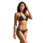 Bikini de tiras con estampado de parches negros | Trajes de baño sostenibles para mujer