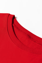 Red Varsity Sweatshirt Dress Cozy Pocketed Mini