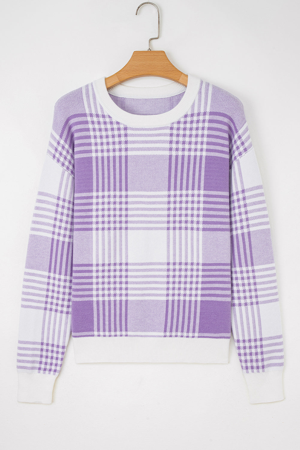 Lilac Plaid Sweater For Trendy Fashion