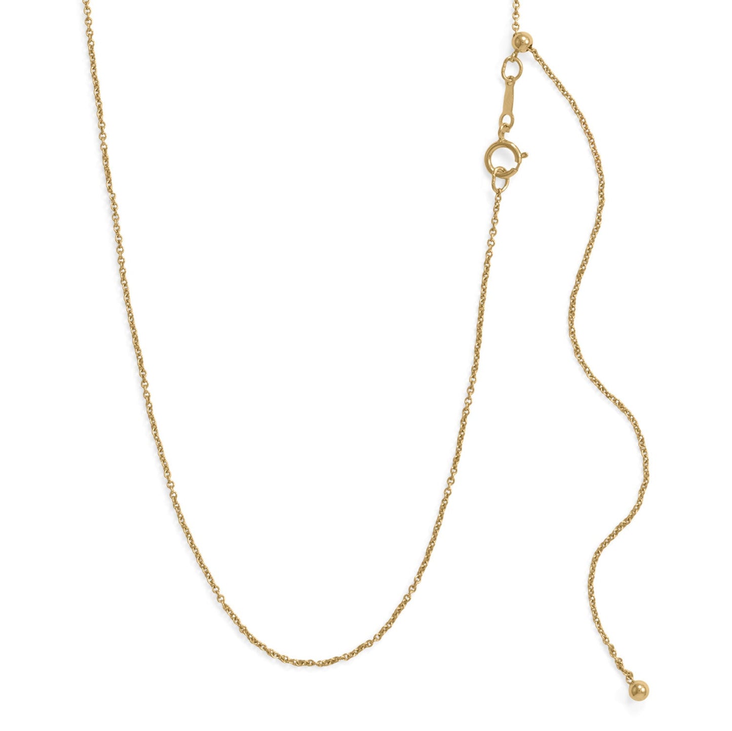Adjustable gold filled chain necklace featuring a clasp and delicate design for versatile styling