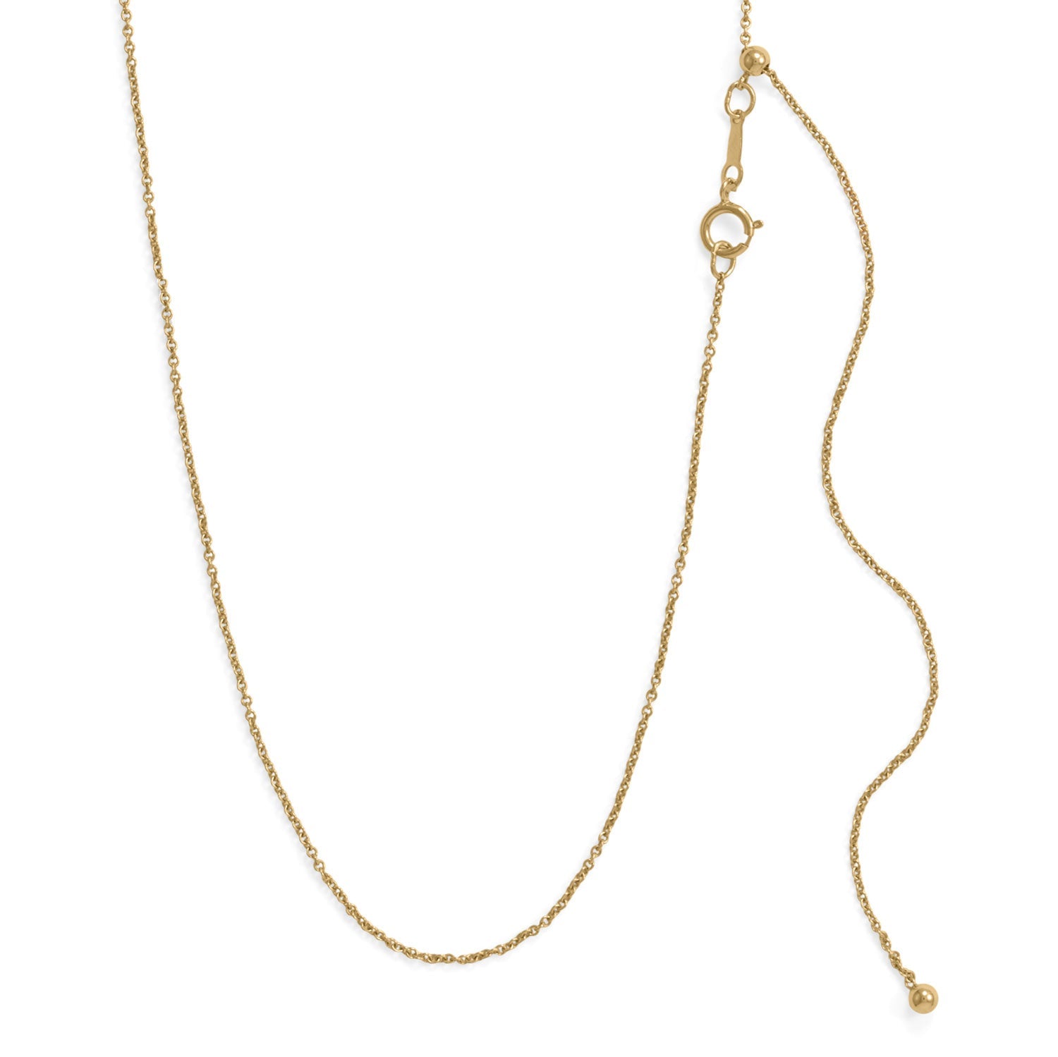 Adjustable gold filled chain necklace featuring a clasp and delicate design for versatile styling