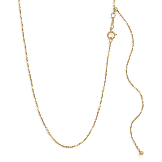 Adjustable gold filled chain necklace featuring a clasp and delicate design for versatile styling