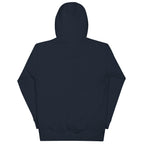LuckeLadybug navy blue hoodie shown from back as a patriotic sweatshirt for adults