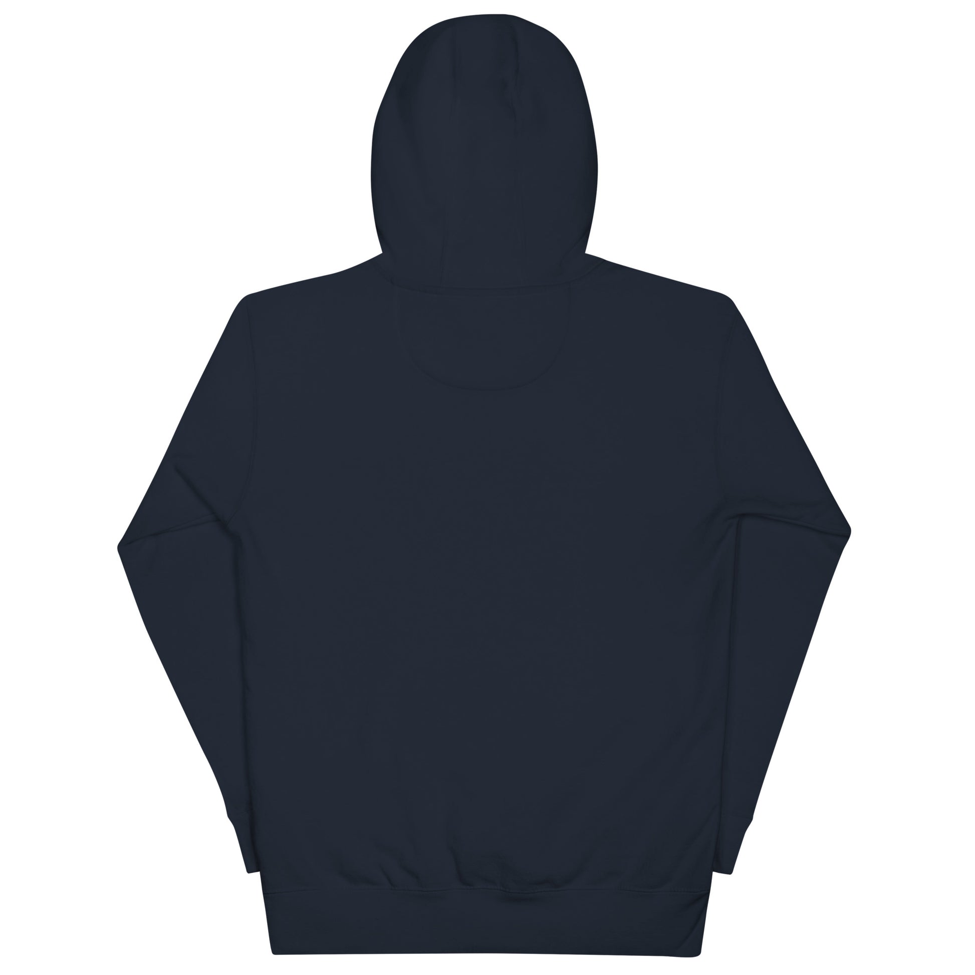 LuckeLadybug navy blue hoodie shown from back as a patriotic sweatshirt for adults