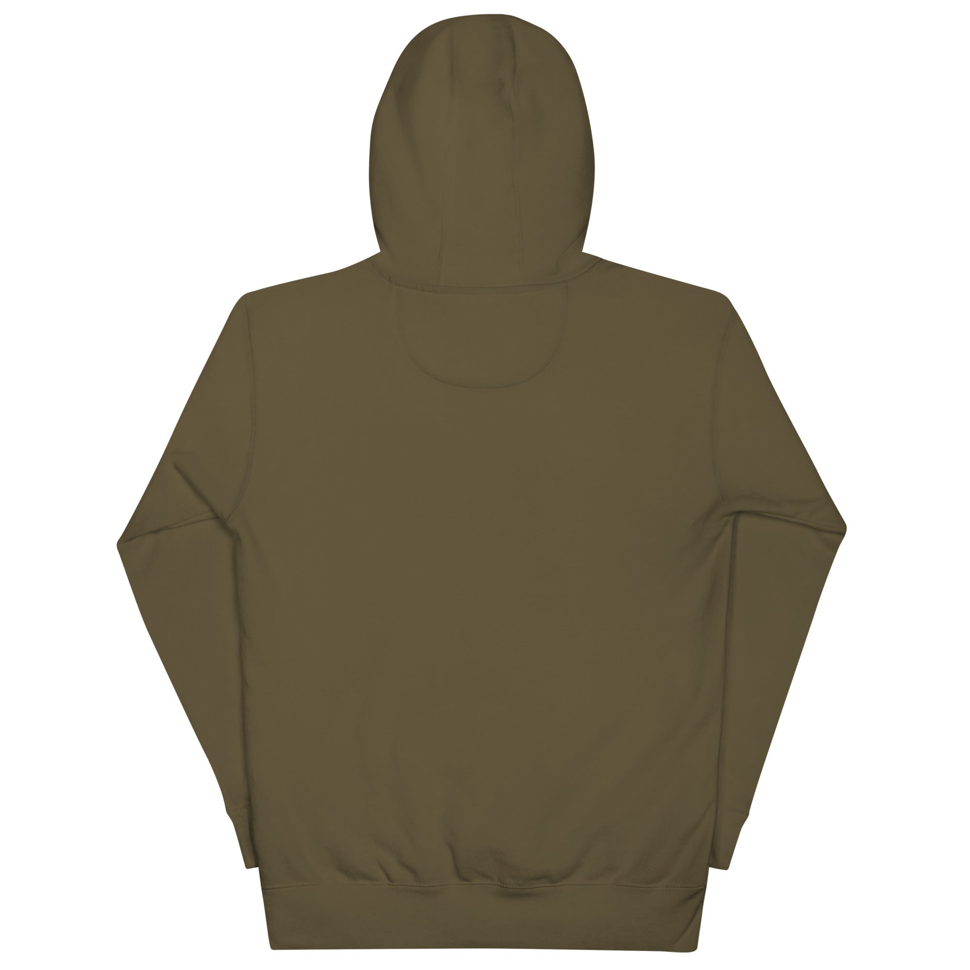 LuckeLadybug brown hoodie showing back view of patriotic sweatshirt for adults with hood and long sleeves