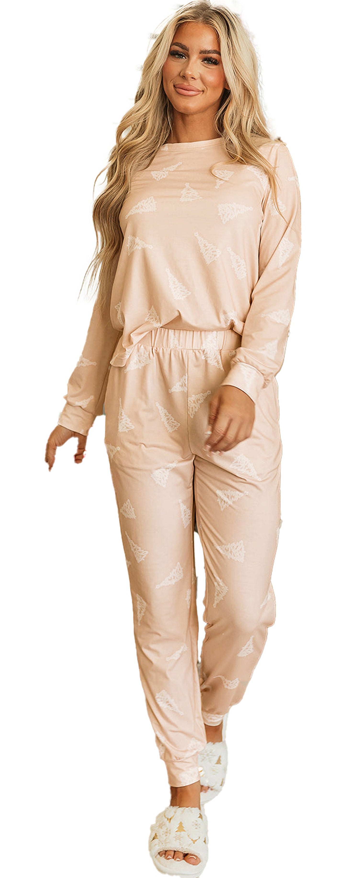 Apricot Christmas Tree Pajama Set