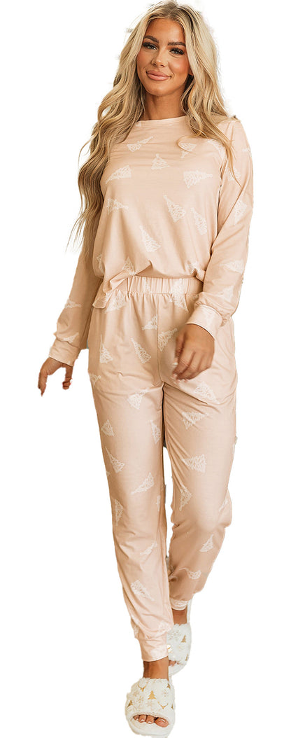 Apricot Christmas Tree Pajama Set