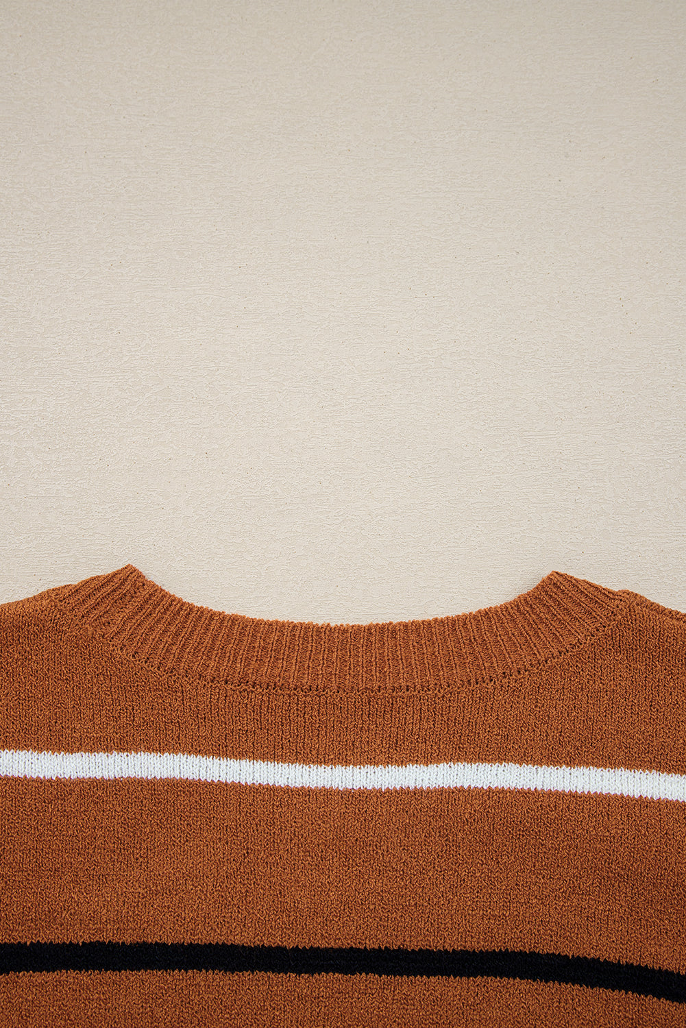 Brown Stripe Drop Shoulder Sweater