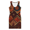 LuckeLadybug African print bodycon dress with bold geometric patterns in orange and black