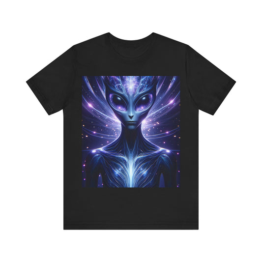LuckeLadybug alien galaxy t-shirt for men featuring a vibrant alien graphic in space