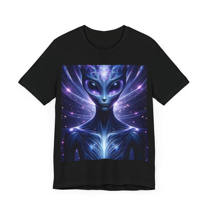 Men's black alien galaxy t-shirt for men featuring a vibrant alien graphic design